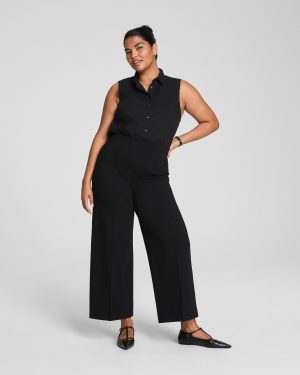 Ponte Cropped Wide Leg Pant