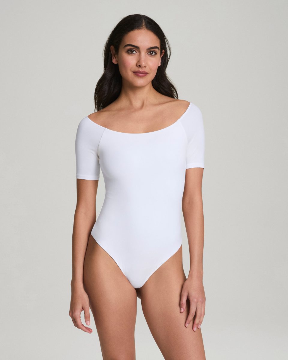 Jersey Scoop Neck Thong Bodysuit