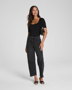 Jersey Square Neck Thong Bodysuit