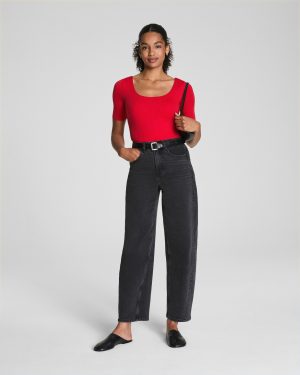 Jersey Square Neck Thong Bodysuit