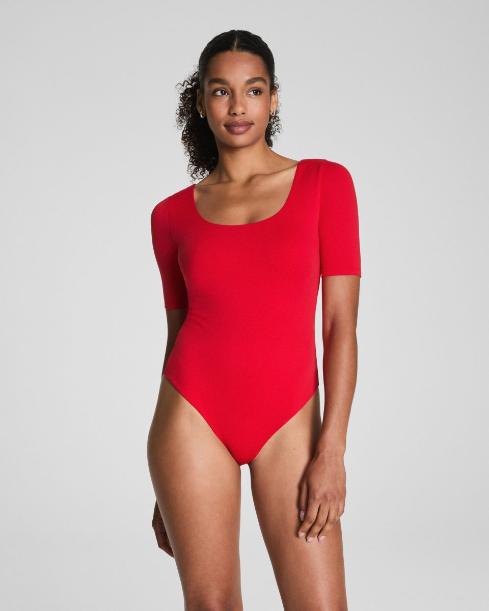 Jersey Square Neck Thong Bodysuit