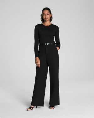 Jersey Crewneck Long Sleeve Top