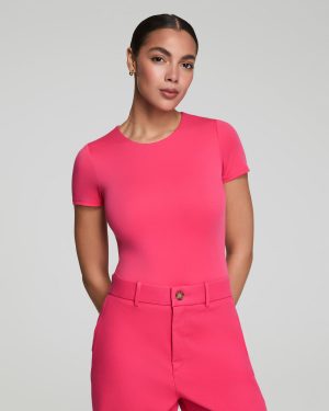 Jersey Crewneck Thong Bodysuit