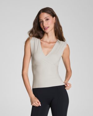 Jersey V-Neck Ruched Tank