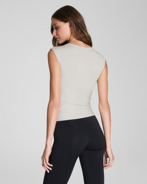 Jersey V-Neck Ruched Tank
