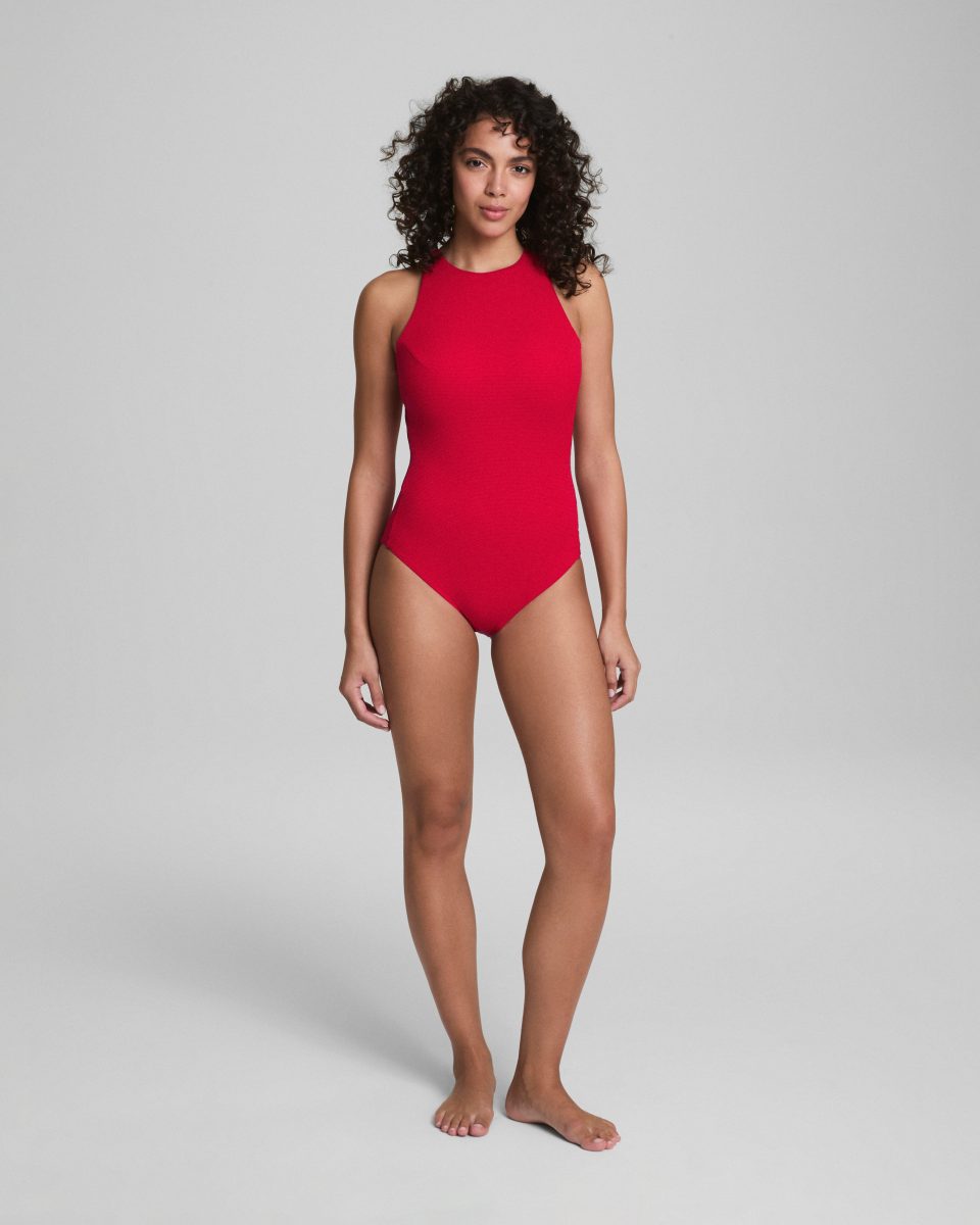 Pique High Neck One-Piece