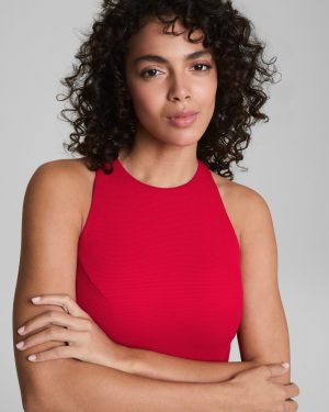 Pique High Neck One-Piece