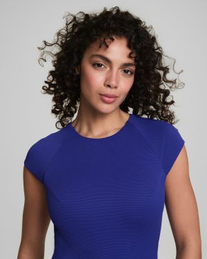 Pique High Neck Short Sleeve One-Piece