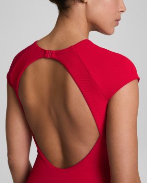 Pique High Neck Short Sleeve One-Piece