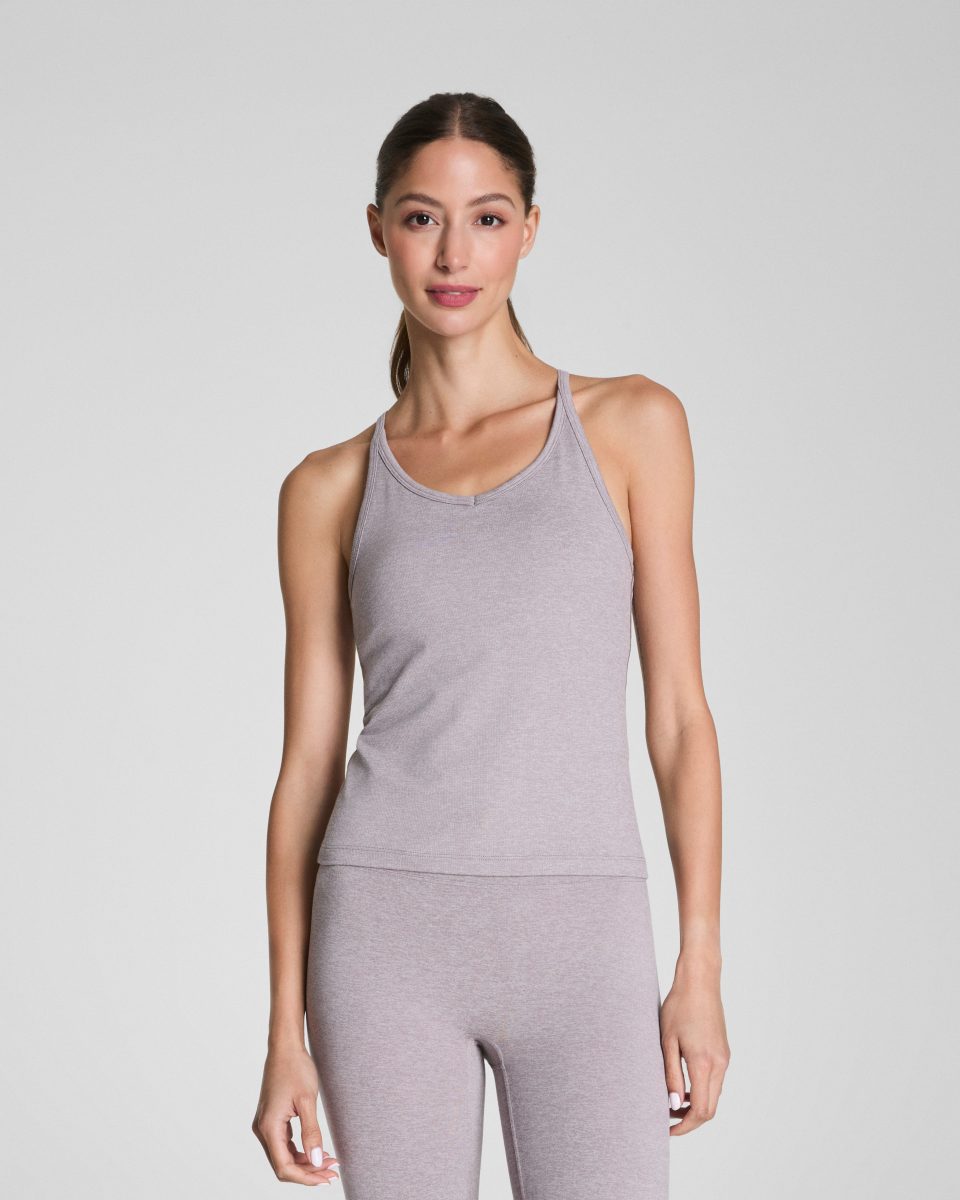 Rib V-Neck Shelf Tank