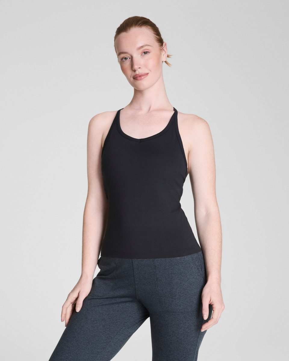 Rib V-Neck Shelf Tank